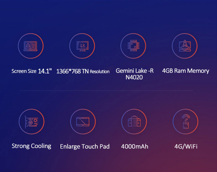 Topjoy Tablet Computer 14.1 Inch Notebook Computer 4+64GB Gaming Laptop Netbooks Computer Hardware Notebook